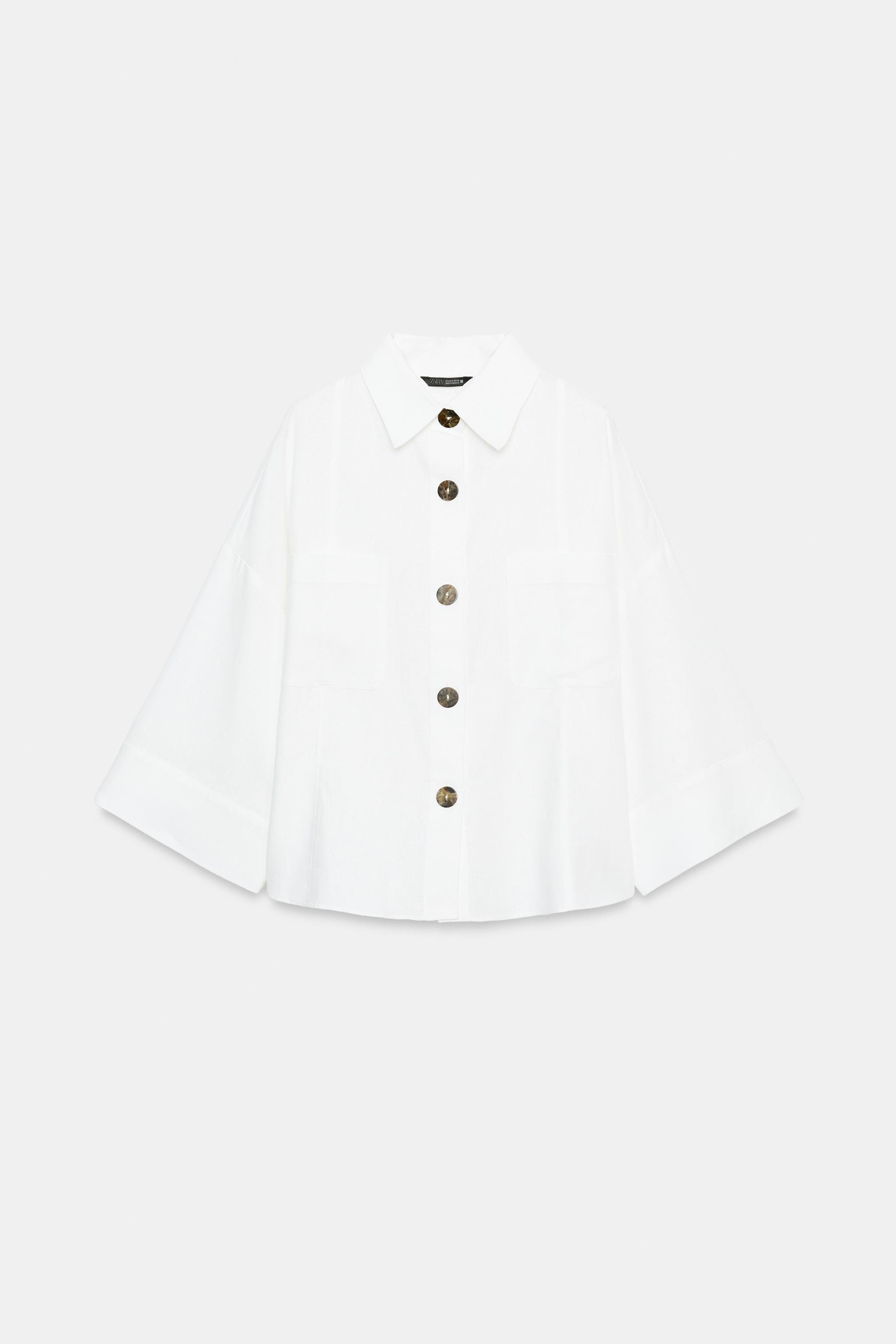 LINEN BLEND SHIRT WITH WIDE SLEEVES